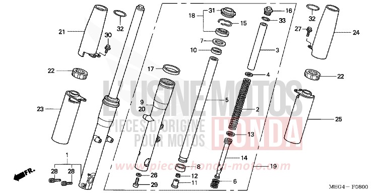 FRONT FORK for Shadow Aero GRAPHITE BLACK (NHB01) from 2006